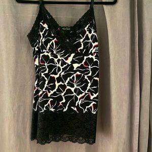 White House Black Market Floral Lace Trim Tank Top- Large